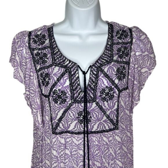 Rachel Zoe Women’s L Boho Embroidered Flutter Sleeve Top - Picture 2 of 6